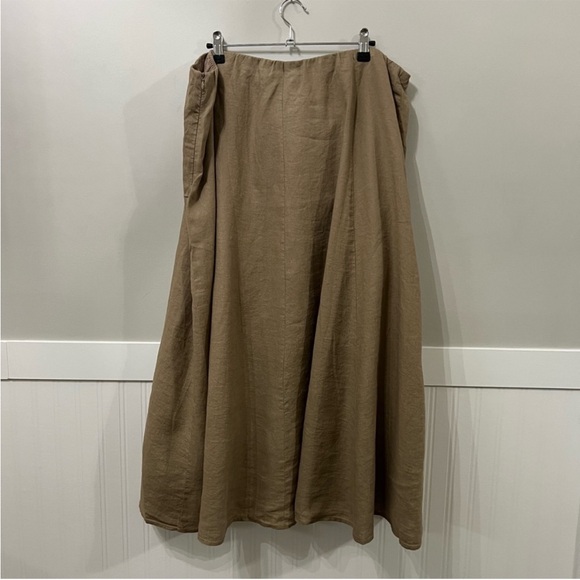 NEW Eileen Fisher 100% Irish Linen A-Line Midi Lined Skirt Lagenlook Driftwood - Picture 7 of 11
